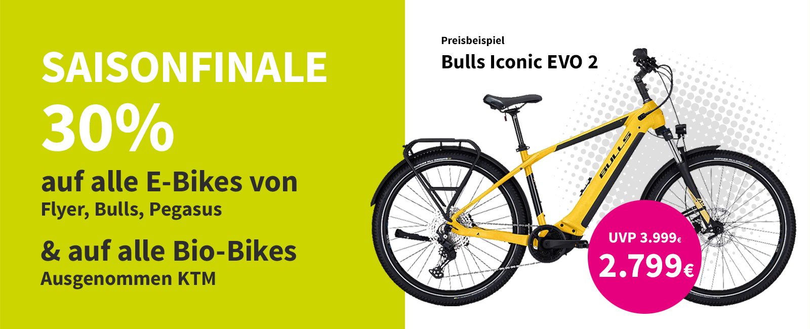 Saisonfinale: bis zu 30% auf E-Bikes und Bio-Bikes bei Fahrrad Burckhardt